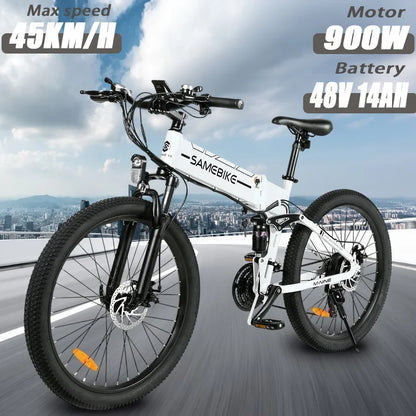Bicicleta eléctrica plegable de montaña para adulto, bici con Motor de 900W, batería de litio de 48V y 14Ah, 60KM de autonomía, 26 pulgadas