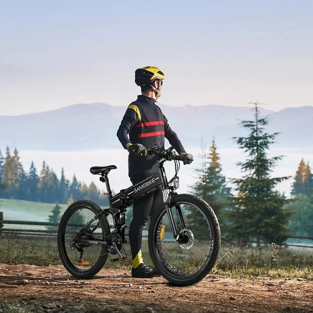 Bicicleta eléctrica plegable de montaña para adulto, bici con Motor de 900W, batería de litio de 48V y 14Ah, 60KM de autonomía, 26 pulgadas